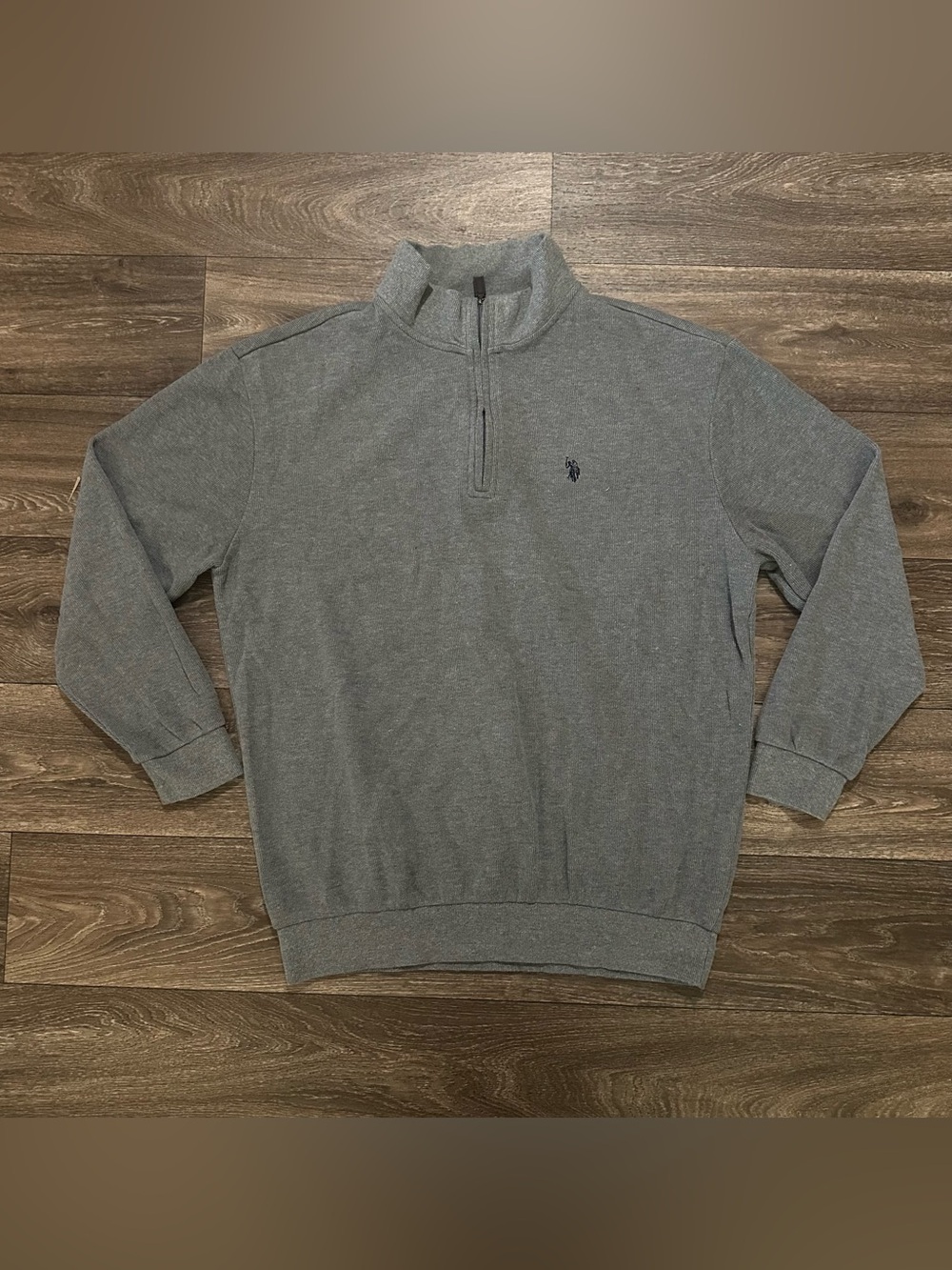 U.S. Polo Assn. Mens Big & Tall Gray Quarter Zip Pullover Sweatshirt Sz L/T